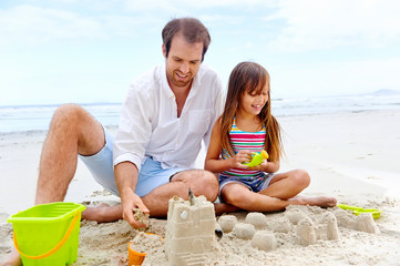 Canvas Print - happy sand castle child