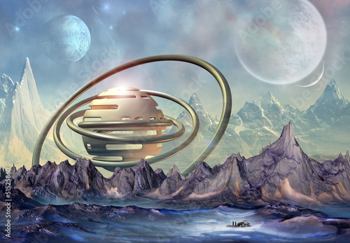 Obraz w ramie Alien Planet - Computer Artwork