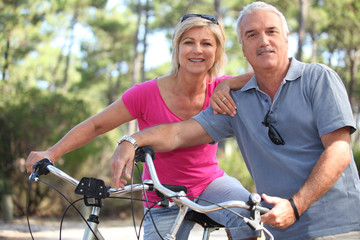 Couple enjoying a bike ride