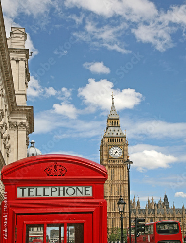Naklejka samoprzylepna London budka telefoniczna i big ben