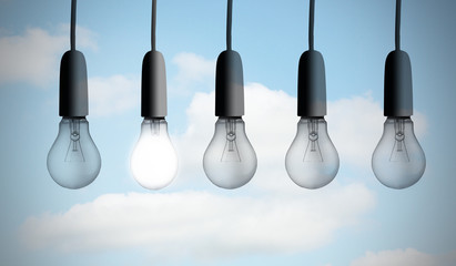 Aufkleber - Five light bulbs in row