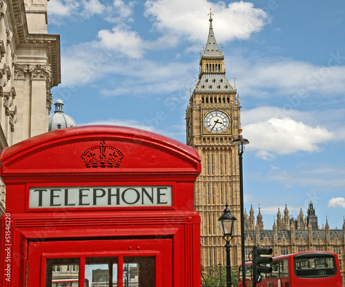 Naklejka samoprzylepna London budka telefoniczna i big ben