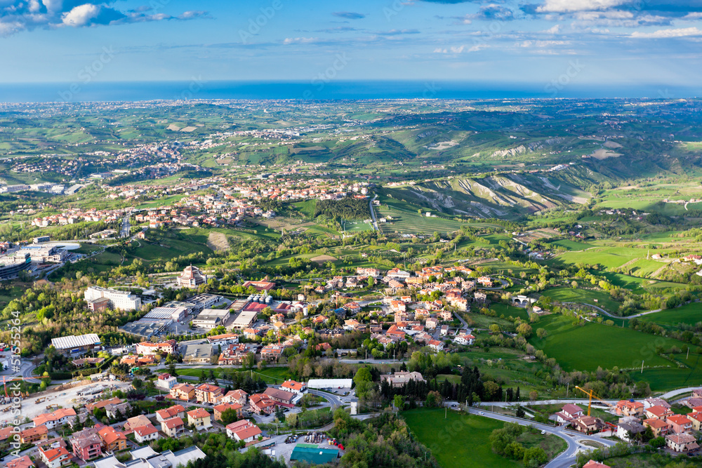 Obraz na płótnie View from Titano mountain, San Marino at neighborhood w salonie