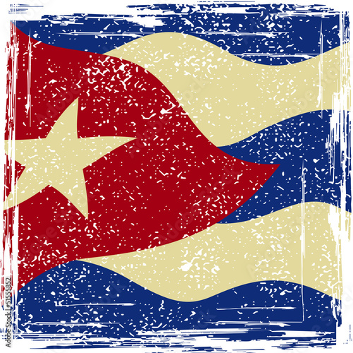 Plakat na papierze fotorealistycznym Flaga grunge cuba. 