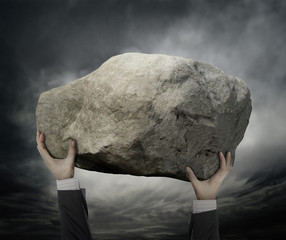 Businessman Hold stone