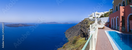 Plakat na papierze fotorealistycznym Panorama santorini - Grecja