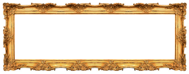 Wall Mural - long old golden frame isolated on white