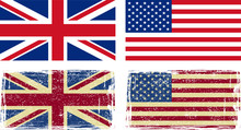 British And American Flags. Vector Illustration