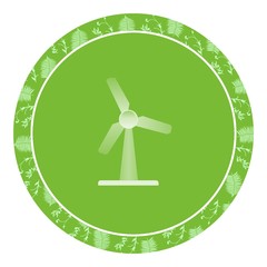 Sticker - Eolienne dans un panneau vert