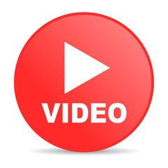 Aufkleber - video red circle web glossy icon