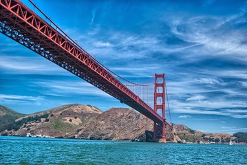 Wall Mural - Golden Gate bridge, view from the boat, San Francisco, CA.