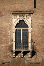 Typical Renaissance Window With Balcony In Rome, Italy