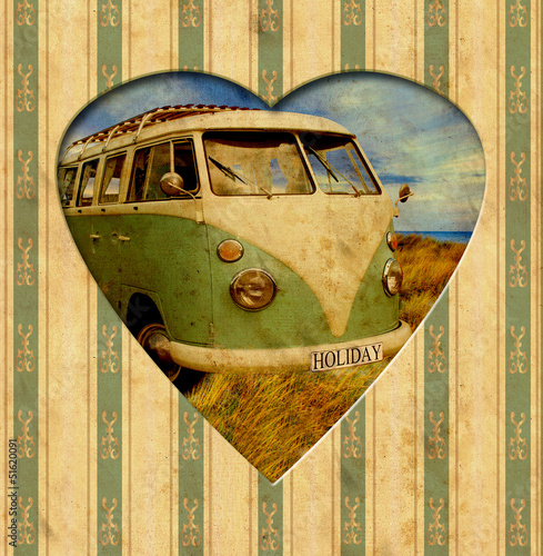 Naklejka samoprzylepna Vintage heart - wakacje