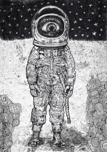 Naklejka samoprzylepna Zdumienie astronauta