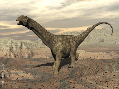 Naklejka samoprzylepna Argentinosaurus dinozaur spacer - 3d render