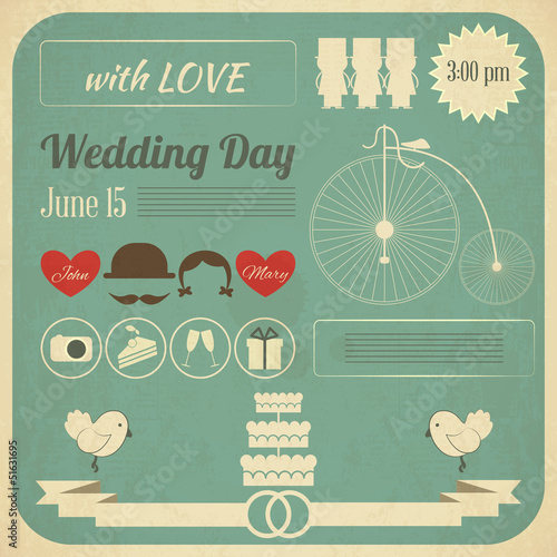 Naklejka - mata magnetyczna na lodówkę Wedding Invitation Infographics Card