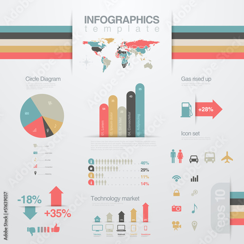 Fotografía Infographics design elements template. Chart, graph, diagram
