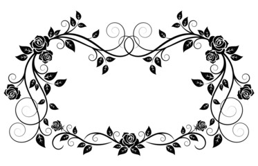Wall Mural - ornamental frame with rose flowers