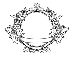Wall Mural - retro frame with decorative floral elements