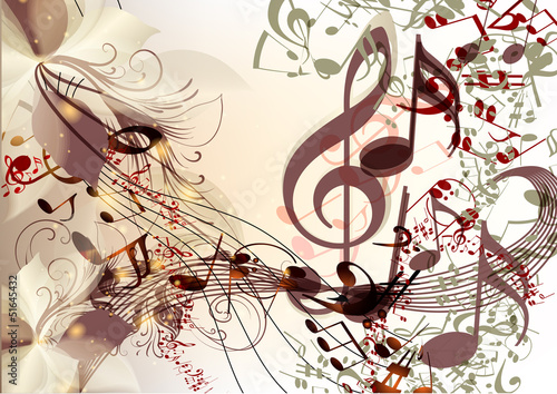 Plakat na zamówienie Creative music background in psychedelic style with notes