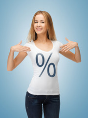 Wall Mural - girl pointing at percent sign