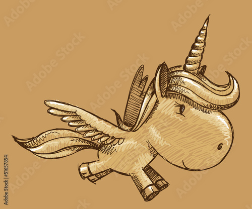 Tapeta ścienna Jednorożec Pegasus szkic doodle ilustracja sztuki