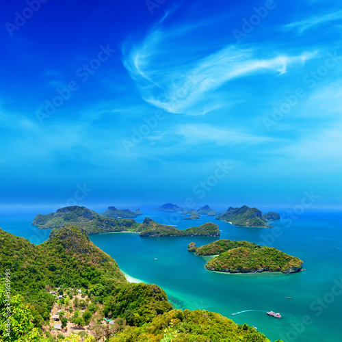Plakat na papierze fotorealistycznym Wyspa tropikalna natura, archipelag morski tajlandia