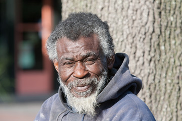 Old African American homeless man