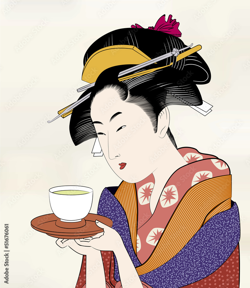 浮世絵 江戸美人画16 の Stock ベクター | Adobe Stock 