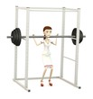 © bescec - 3d render of cartoon character with barbell in cage