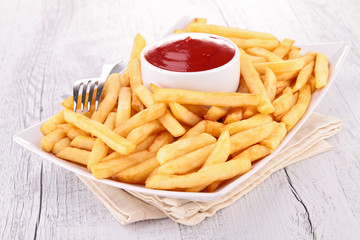 Wall Mural - french fries and ketchup