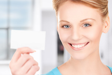 Poster - happy woman with business card