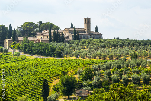 Board z aluminiowym obramowaniem Krajobraz w pobliżu san gimignano (toskania)