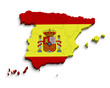 3d Spain flag map on white