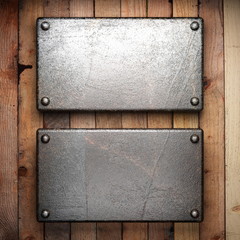 Canvas Print - metal on wood background