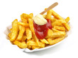 canvas print picture - Pommes Frites mit Ketchup und Mayonnaise