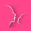 © Abdul Qaiyoom - Line art design with of a mother and her child face on pink back