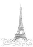 Fototapeta Boho - Paris, background with the Eiffel tower