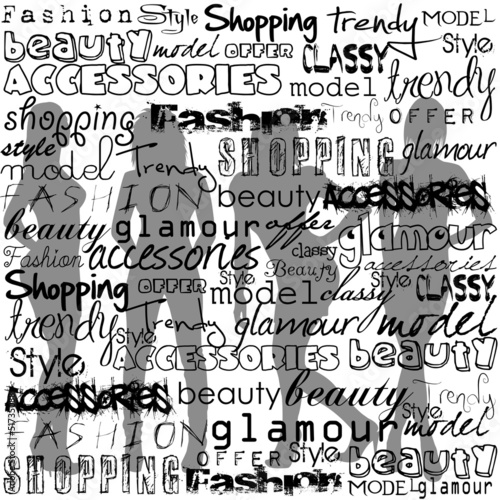 Plakat na zamówienie Fashion typography with text and women silhouettes