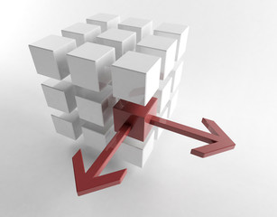 Wall Mural - White 3d cube with mini red cube | Concept 