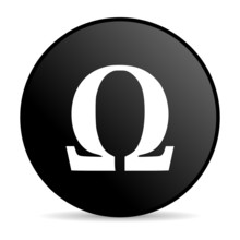 Omega Black Circle Web Glossy Icon