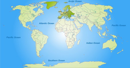 Naklejka na meble Landkarte von Europa und der Welt