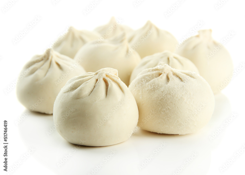 Raw khinkali, isolated on white