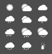 White weather icons on grey