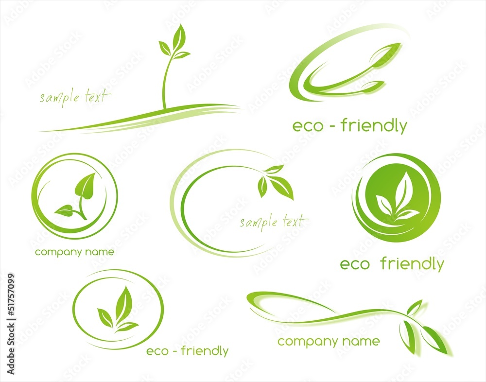 leaves, plant, icons , nature, Eco friendly business logo - obrazy, fototapety, plakaty 