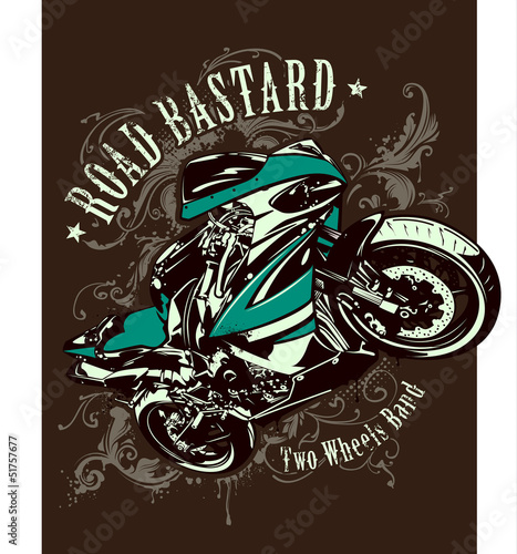 Plakat na zamówienie Vintage image of sport motorbike