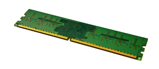 Memory module (RAM) in close-up isolated on white background