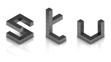 Wall Mural - cubical 3d font letters s t u