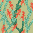 Seamless pattern with flowers of pink  Christmas Cactus. Eps10