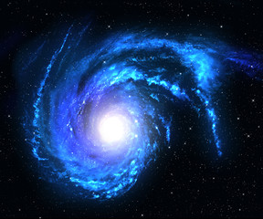 Wall Mural - spiral galaxy in deep space with star field background.